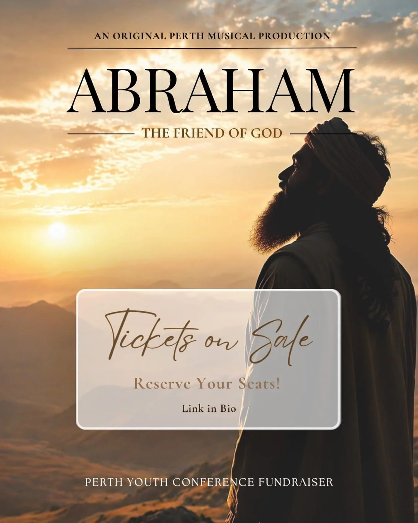 🎟️TICKETS ARE ON SALE NOW!🎟️

The wait is over.

ABRAHAM: The Friend of God is coming to the stage this August, and tickets are officially live for performances on August 28-29🎭

Months of rehearsals, planning, music, and hard work have gone into 