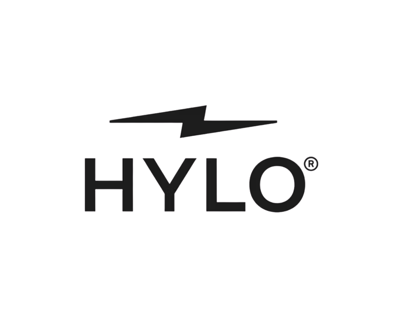HYLO logo with stylized black eye above the text 'HYLO' in black, bold letters.