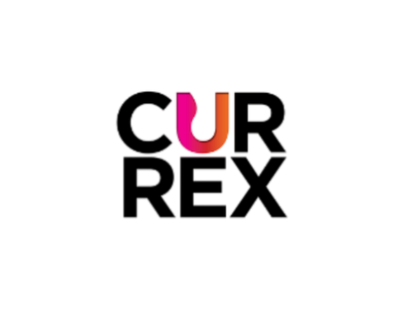 The logo for 'CURE REX' with the letters 'C,' 'U,' 'R,' 'E,' and 'X,' 'R,' 'E,' 'X' displayed in black, and the 'U' in pink and orange gradient.