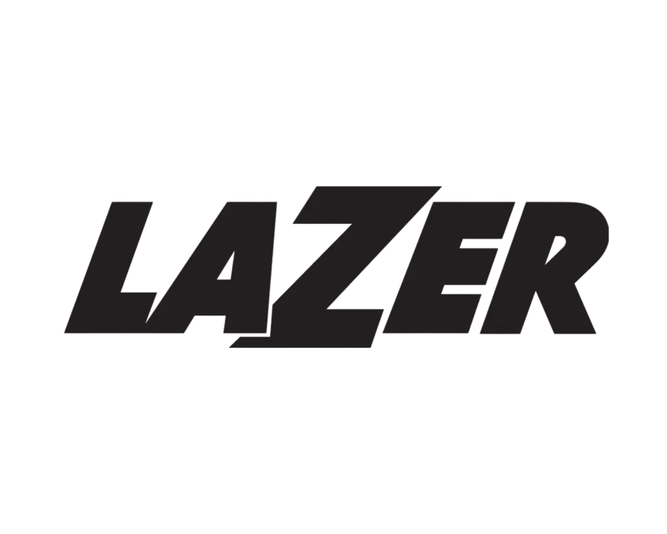 The logo for the movie 'Lazer' in bold black letters with a lightning bolt replacing the letter 'Z'.