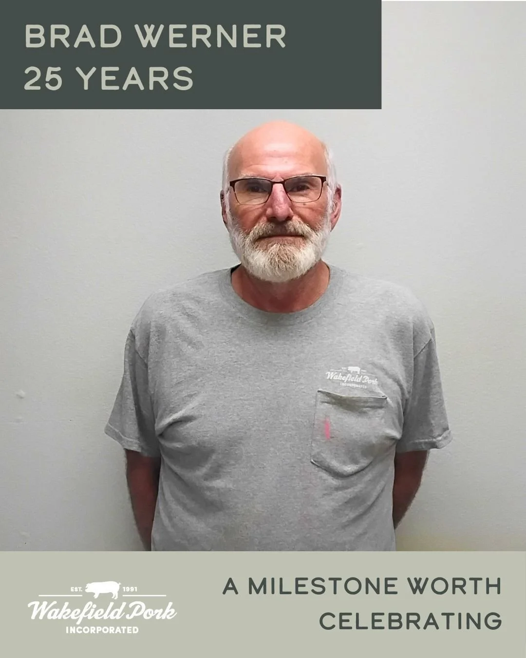 🎉 Recognizing 25 years with WPI! 🎉
Please join us in celebrating Brad Werner, a Breeding Department Lead, for 25 years of service with us.

"Wakefield is family-oriented and family means the world to me. I am proud to be part of the Wakefield 