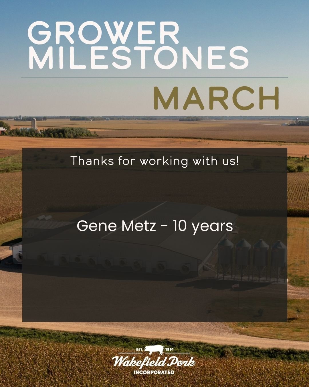 Every month, we give a shoutout to our growers who have reached milestones of 3, 5, 10, 15+ years of partnership with us. This month, we get to congratulate Gene Metz on 10 years! 🎉
Congrats to Gene and those that help keep his farm moving forward. 