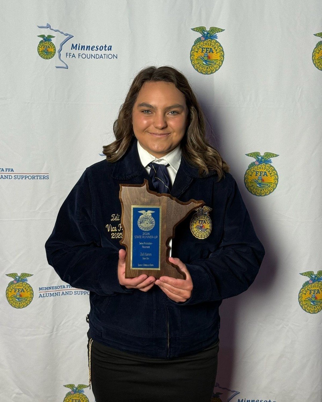 Zelli, one of our part-time employees, competed this year in the FFA Organization Proficiency Award category for Swine Production Placement. Earlier this year, she earned 1st place at the regional level and then went on to receive 3rd place at the Mi