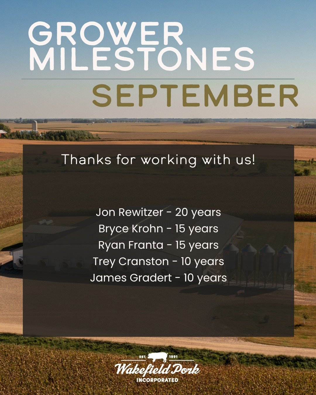 Congratulations to our growers reaching anniversary milestones this month! 🎉
We know that raising livestock is often a family effort. If you are a part of the success of one of these farms, congrats to you too!
Thanks for your efforts in raising hea