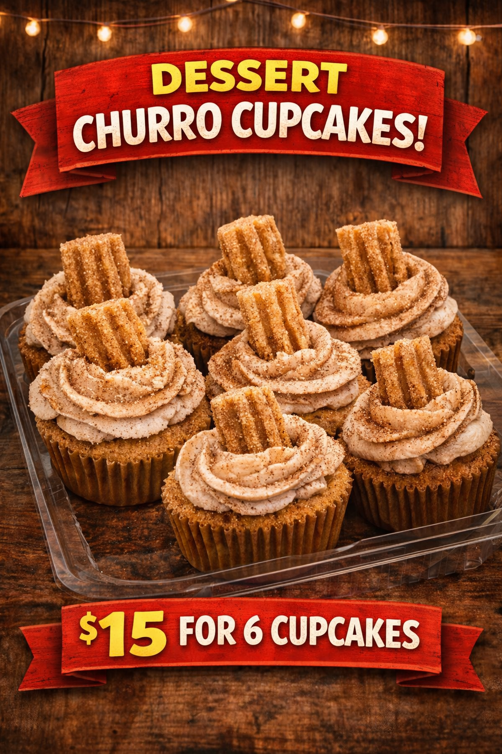 Churro Cupcakes x 6