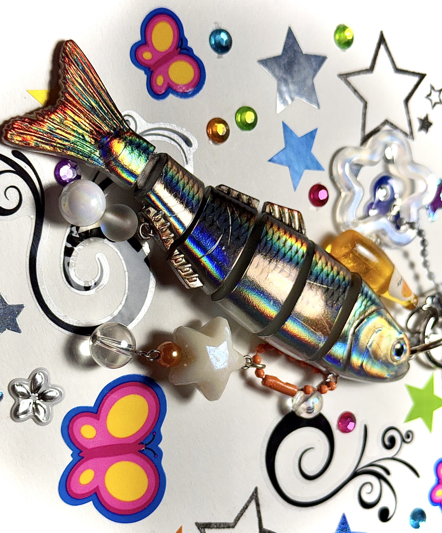 Orange and Grey Fish Clutter Keychain