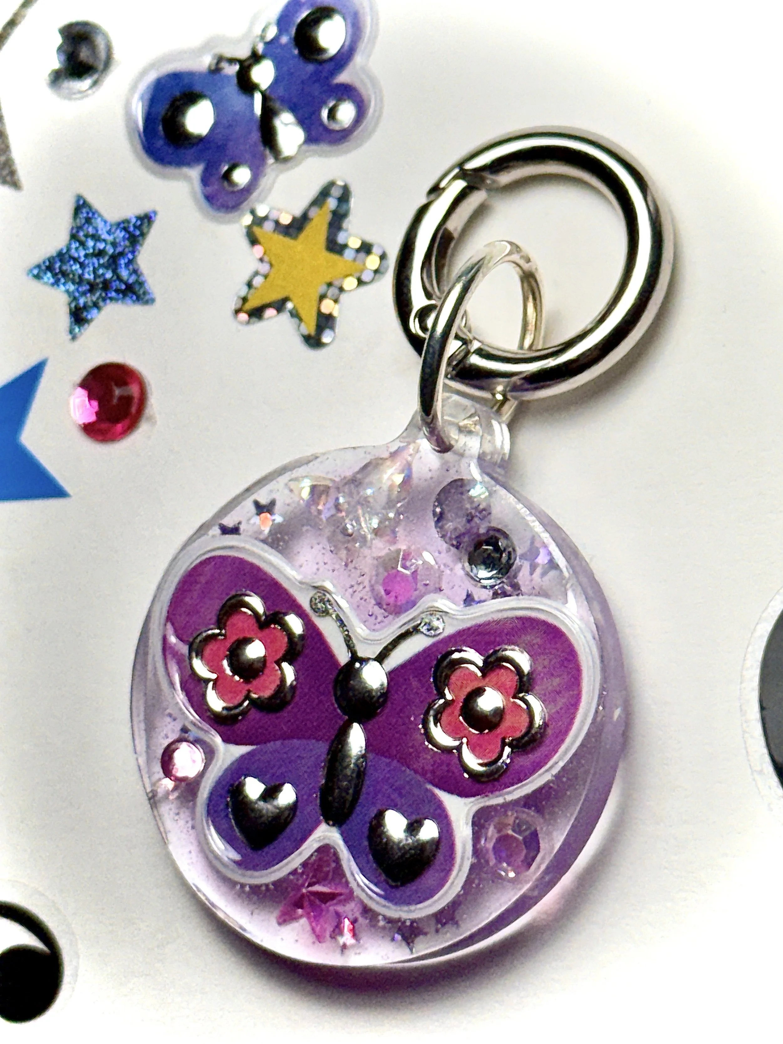 Purple Butterfly Mini Resin Keychain