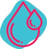 Simple illustration of a blue water droplet with a small heart inside.