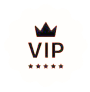 VIP badge icon with a crown and stars