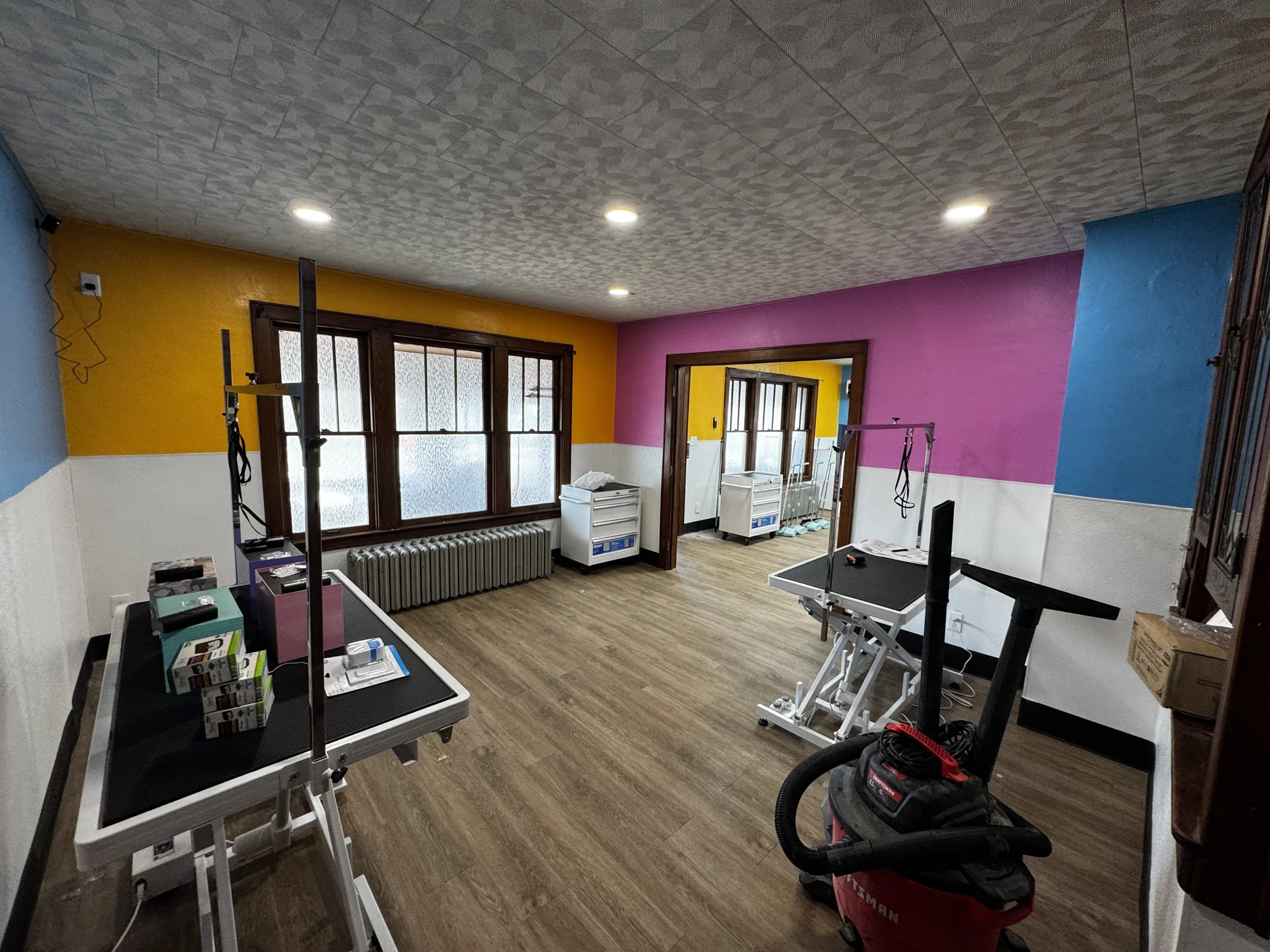 Love Your Doggo grooming salon interior photos of the grooming stations in Blacklick, Ohio