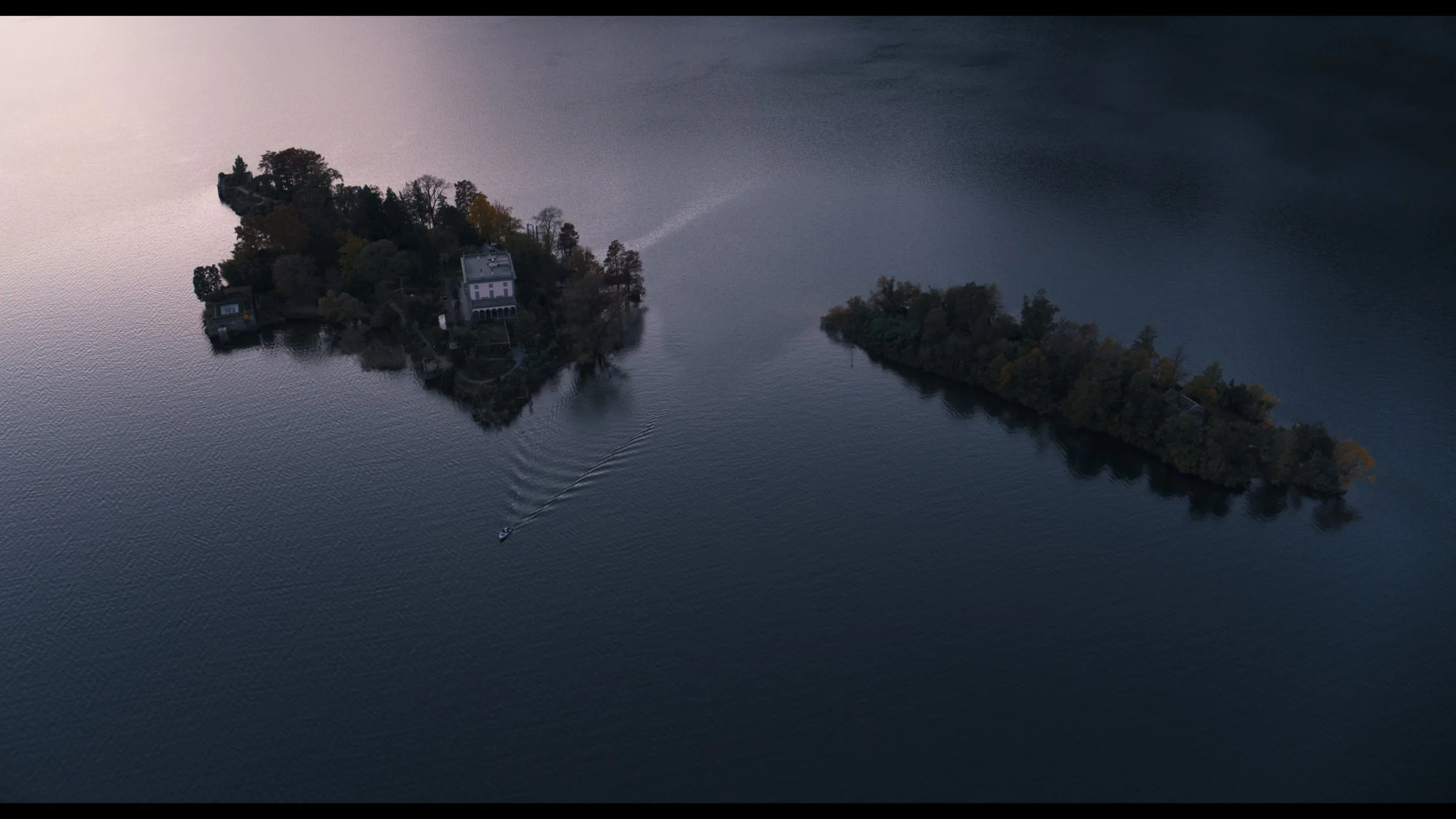 The islands on a Swiss lake in Dawn Chorus