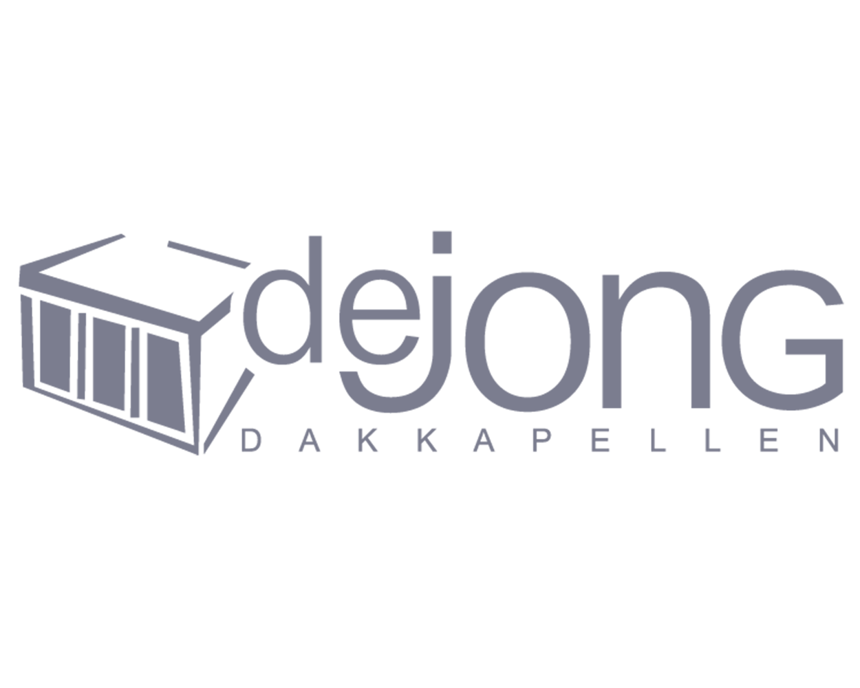 Logo van de onderneming De Jong Dakkapellen, een kastanjebruine dakkapel met het bedrijf's naam ernaast.