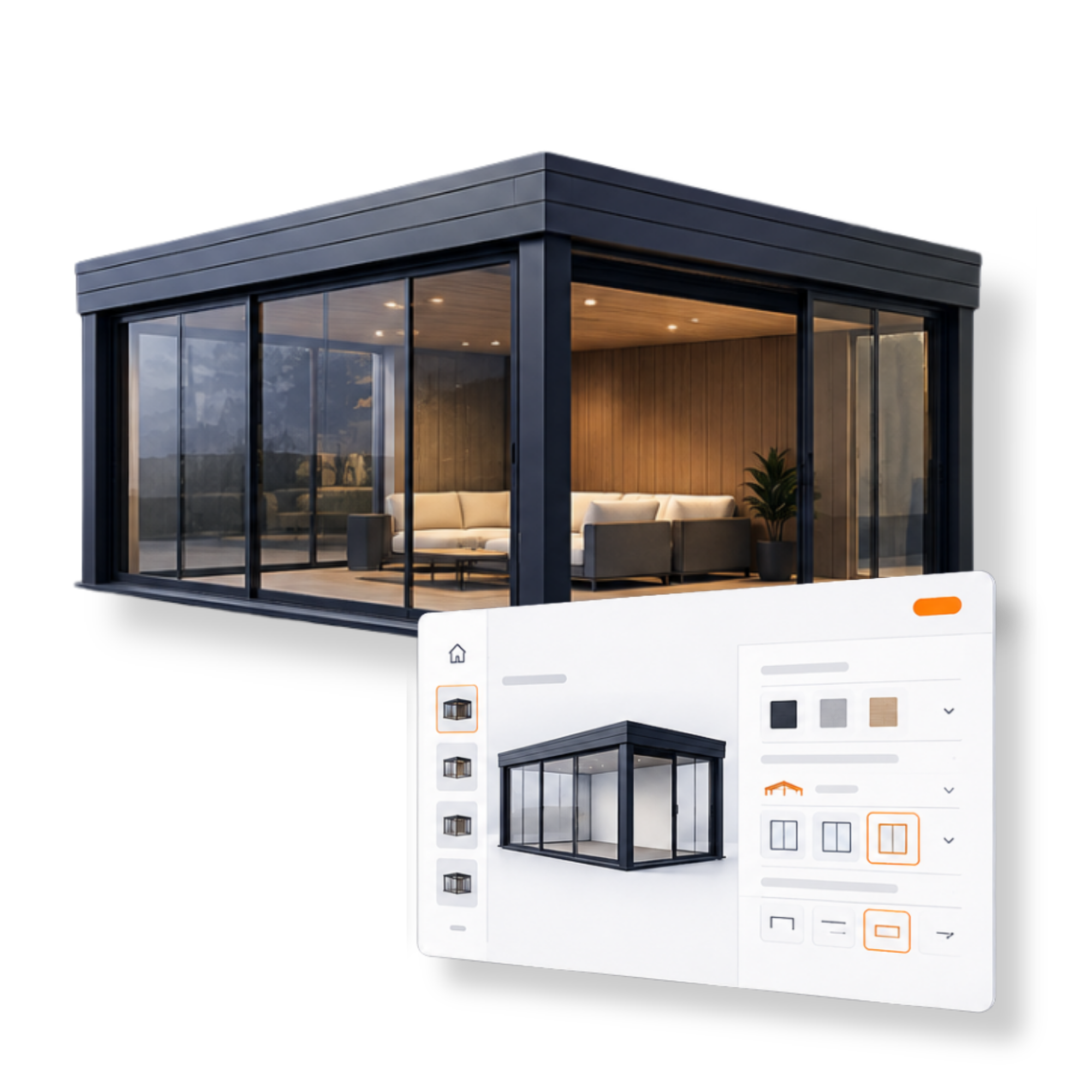 Configurator voor het maken van een aanbouw of tiny house