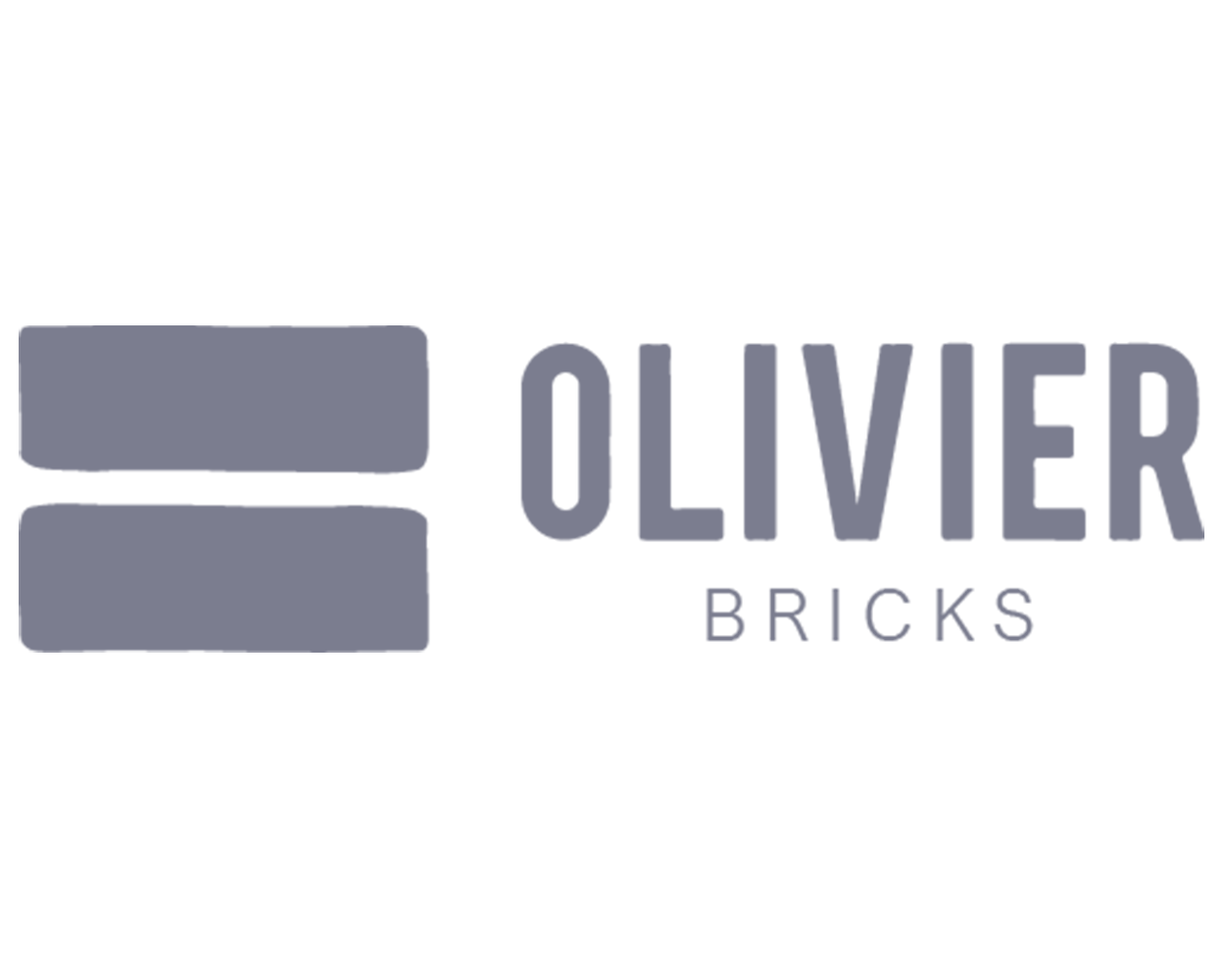Logo van Oliver Bricks met twee gestapelde grijze bakstenen en de naam 'Oliver Bricks' ernaast.