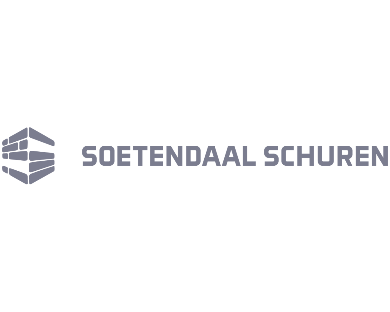 Logo van Soendaal Schuren met een gestileerde stenen muur links en de tekst 'SOENDALAAL SCHUREN' rechts.
