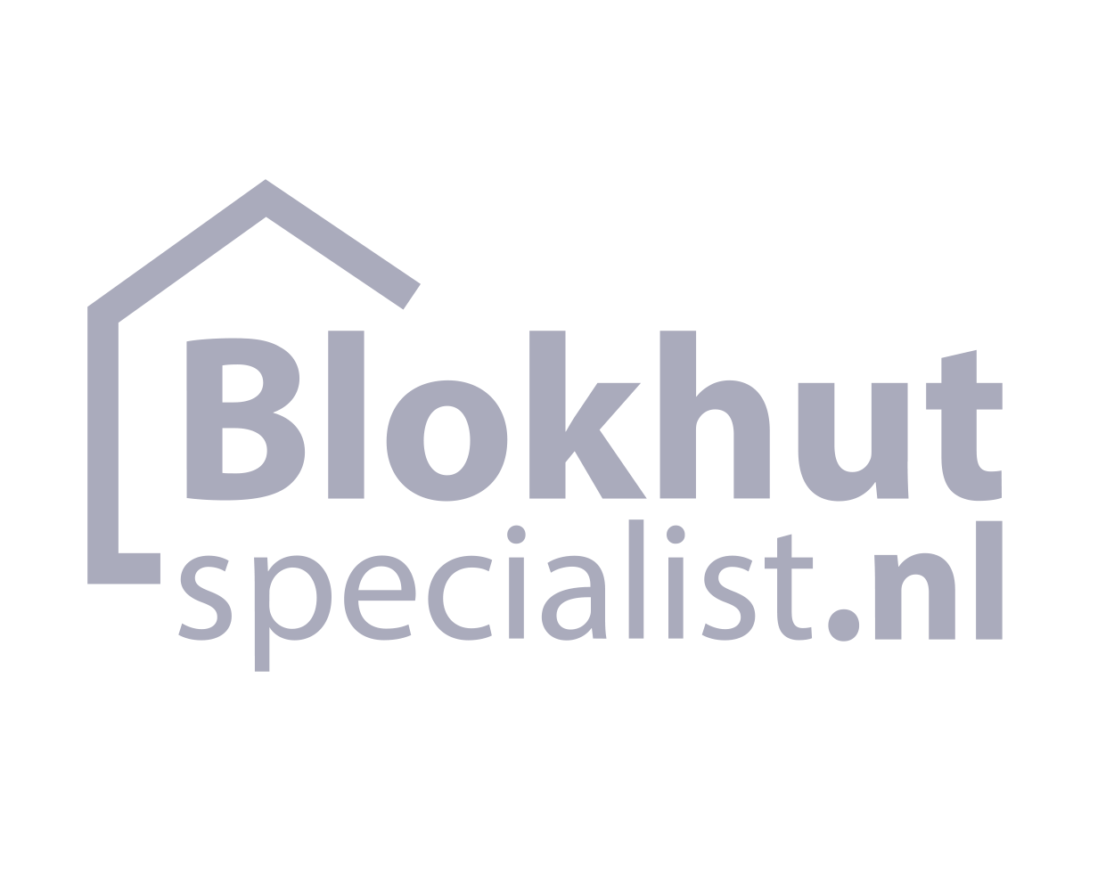 Logo van Blokhut Specialist.nl met een gestileerd huis en de tekst 'Blokhut specialist.nl'.