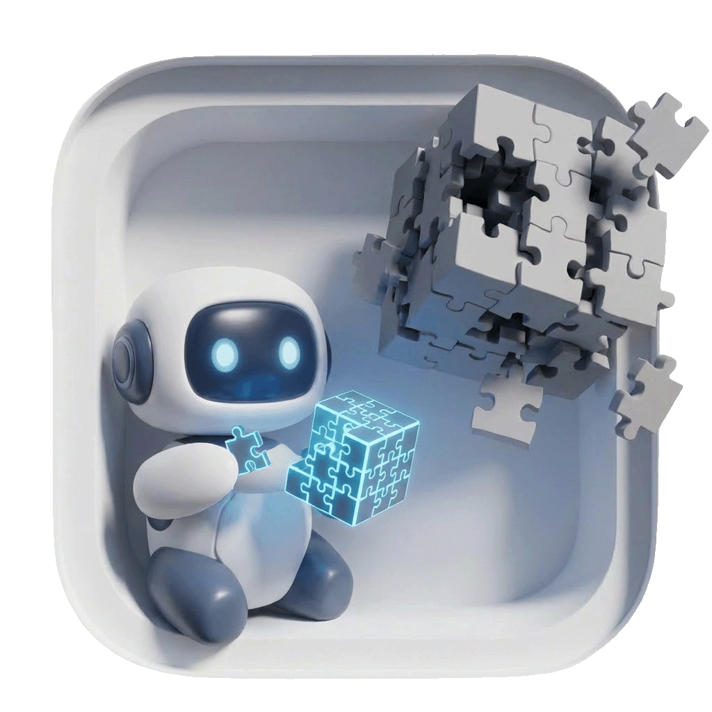 Robot with jigsaw puzzle - pragmatic AI solutions
