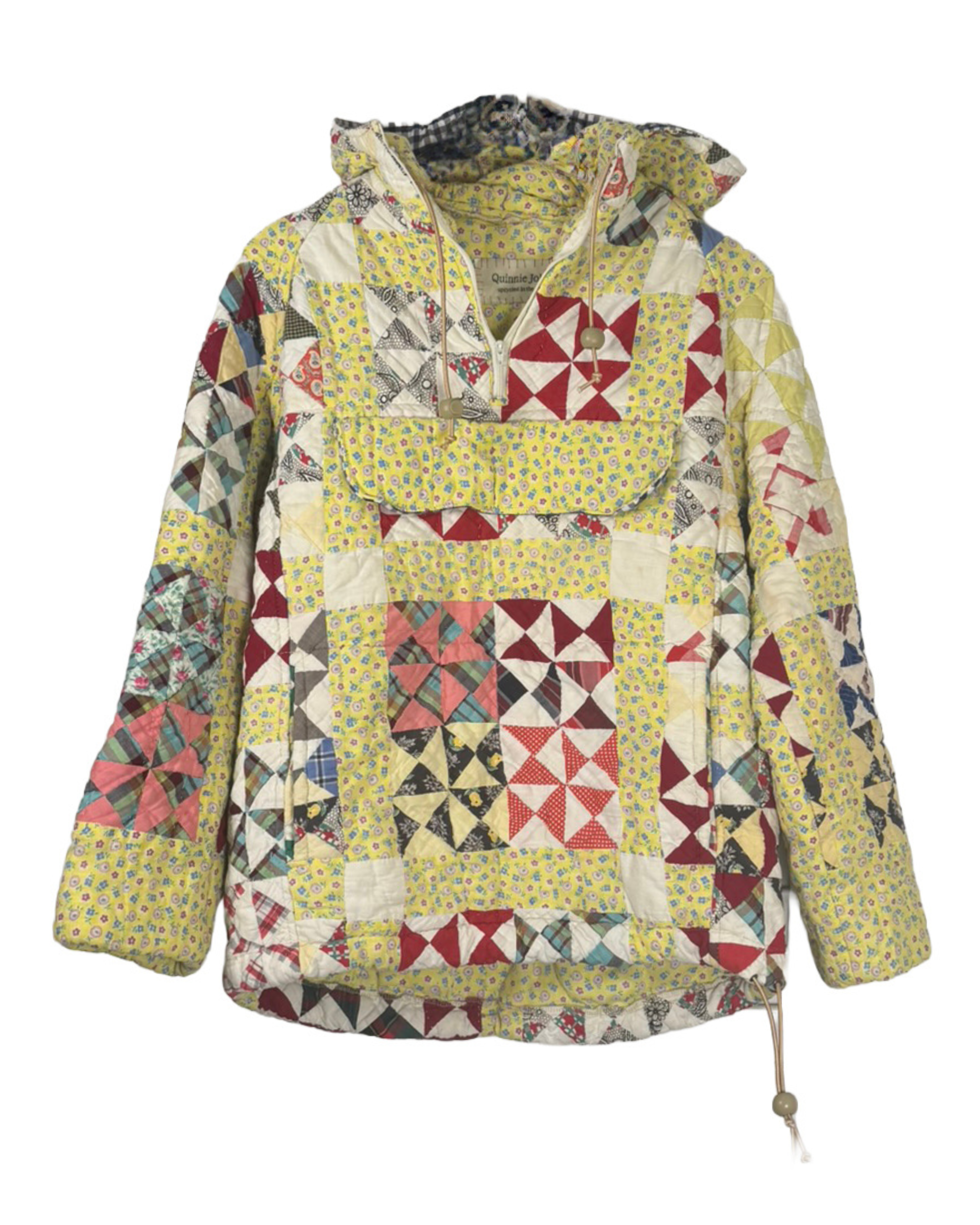 1940s Mid-Century Pinwheel Quilt Anorak Sz S