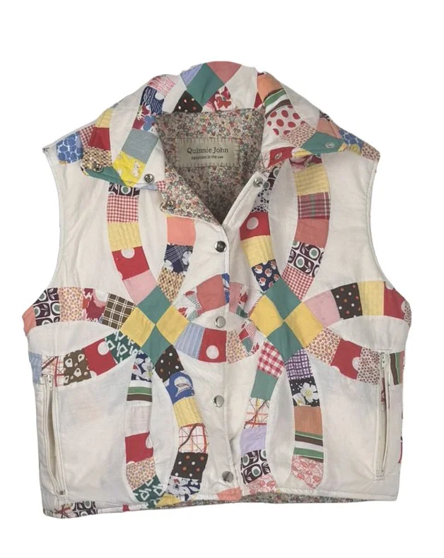 1950s Vintage Double Wedding Ring Quilt Vest Sz M