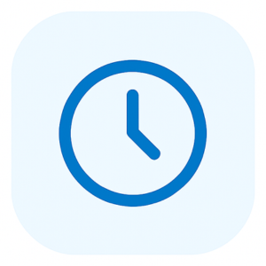 Clock icon showing 3:00.