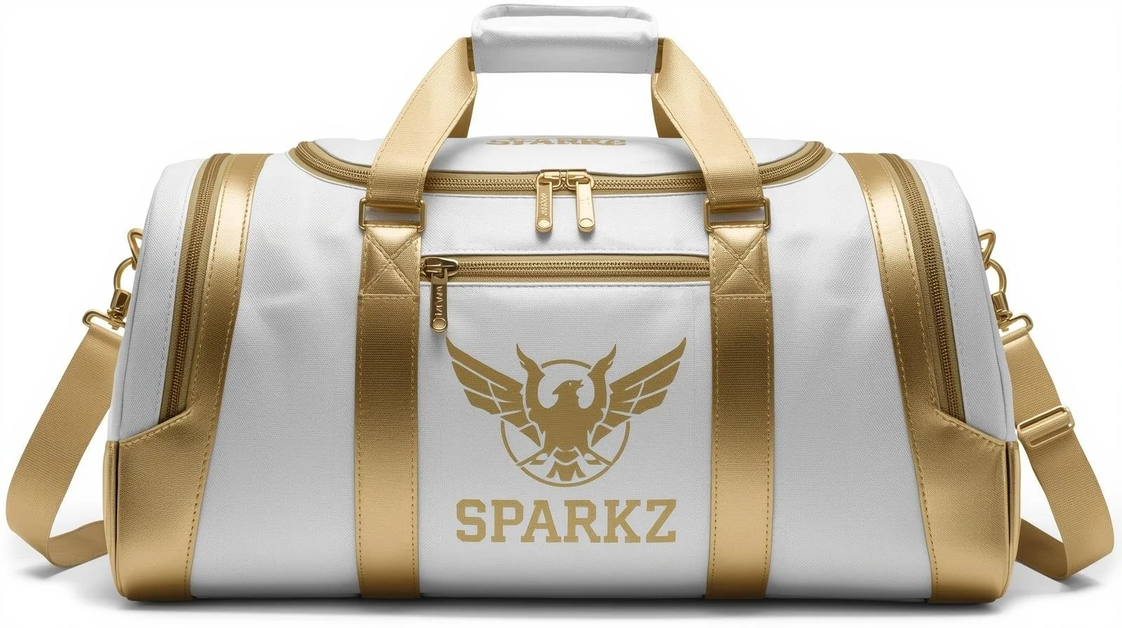 White and Gold Duffle Bag