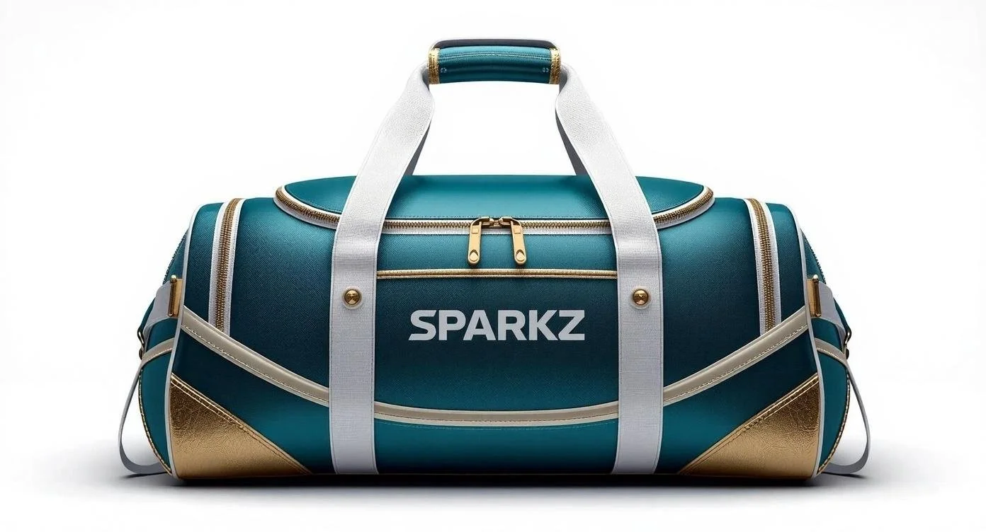Teal, Silver and Gold Duffle Bag