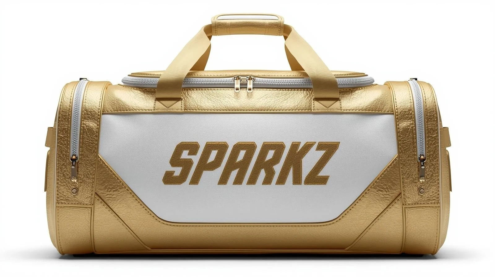 White and Gold Duffle Bag