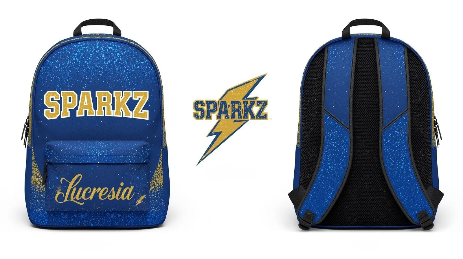 Blue and Gold Glitter Backpack