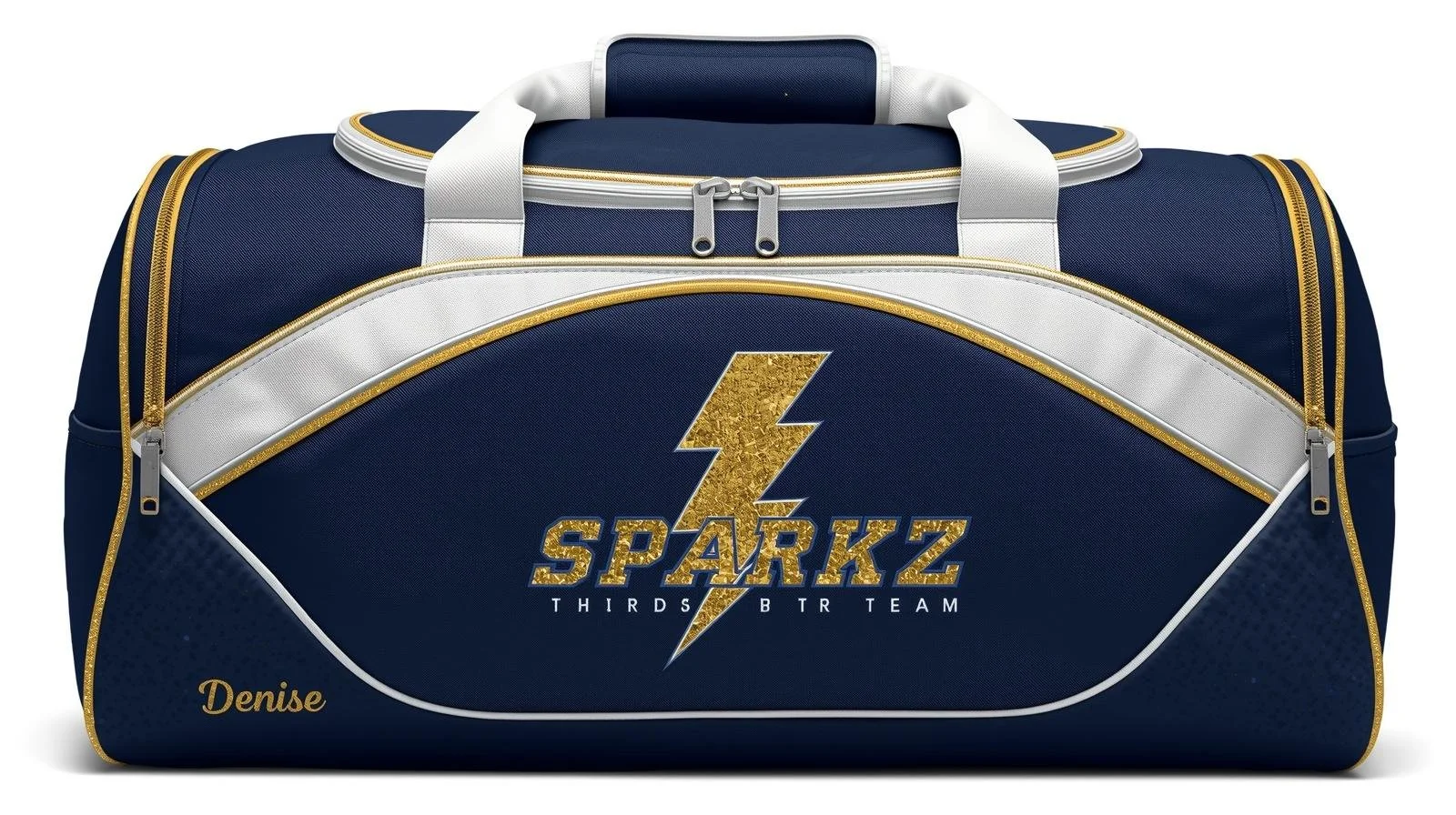Navy White and Gold Duffle Bag
