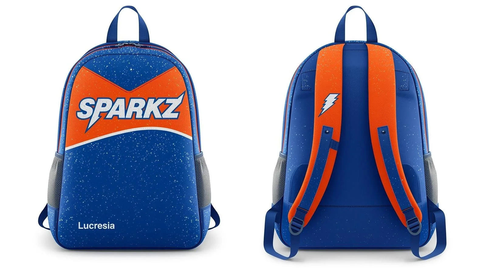 Royal Blue, Silver and Orange Glitter Backpack