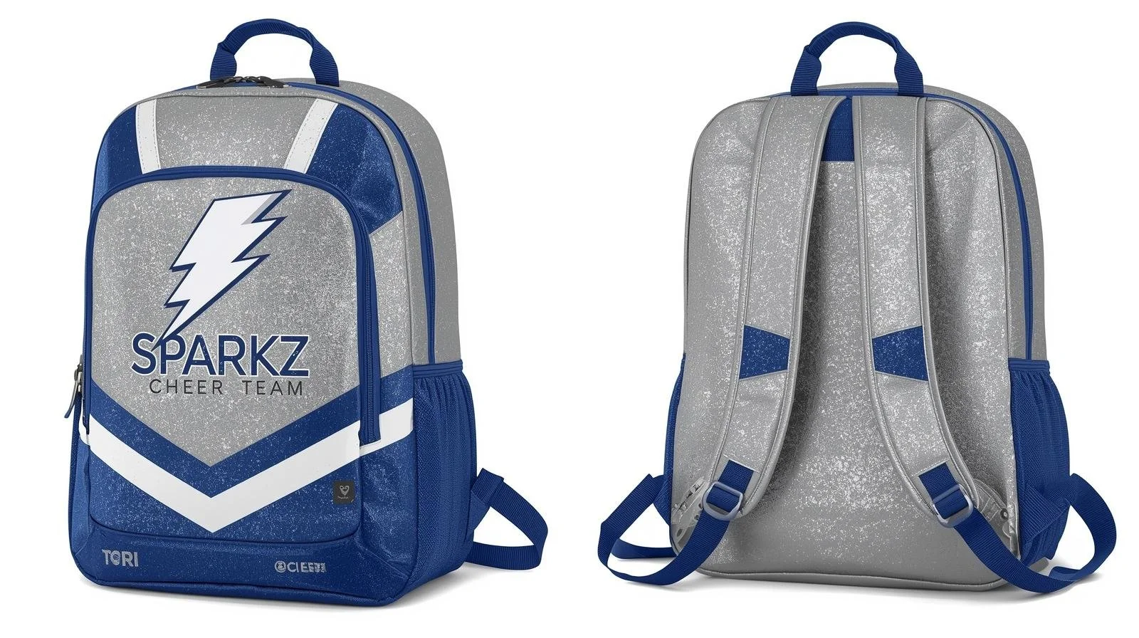 Navy, Silver and White Backpack
