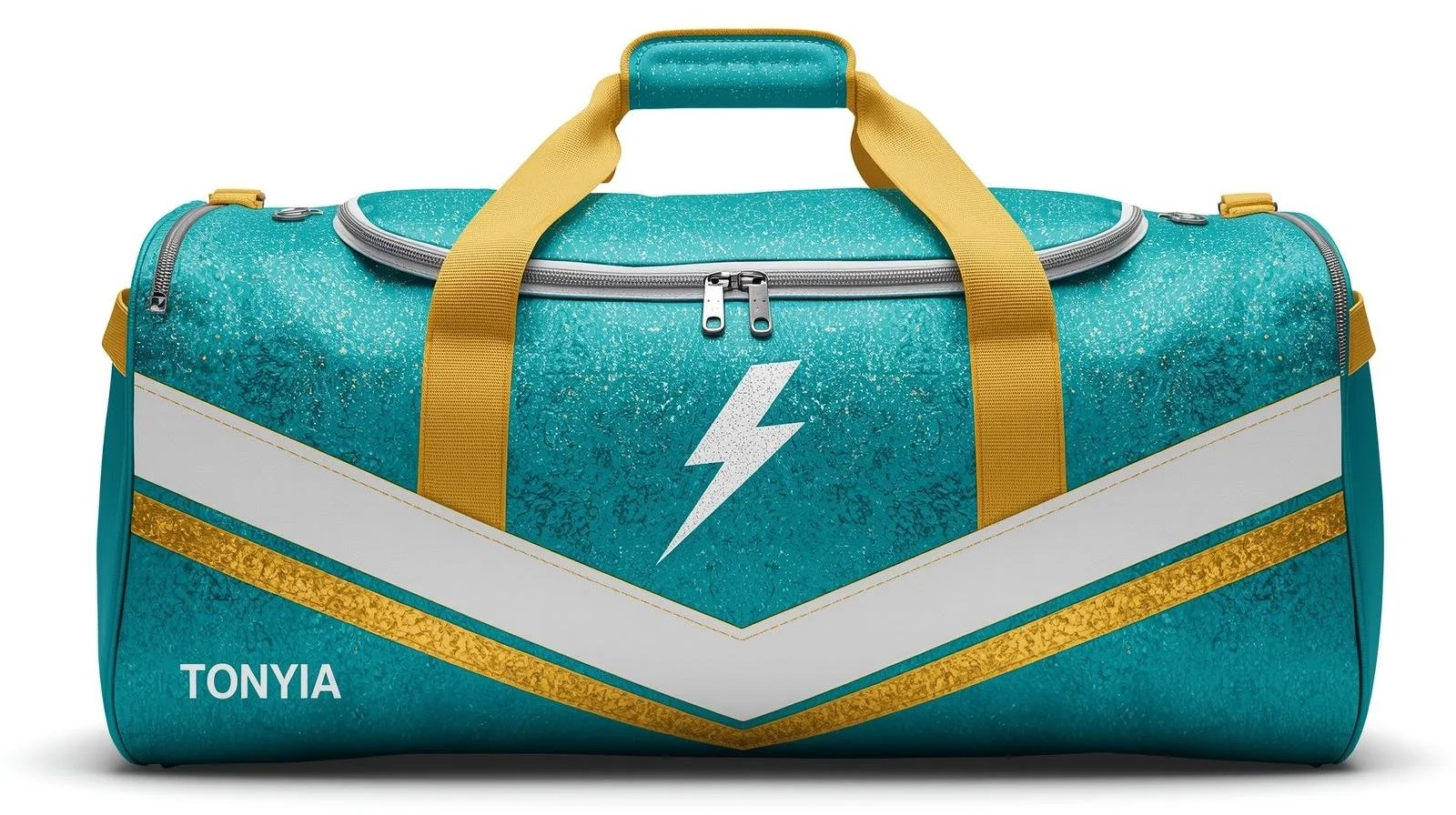 Turquoise, White and Gold Duffle Bag