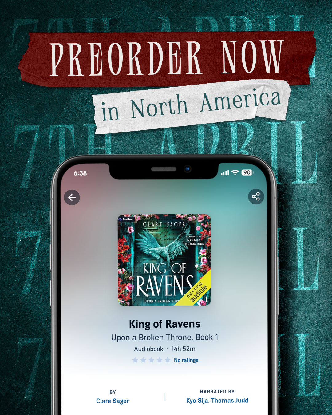 King of Ravens will release in audiobook 7th April in North America