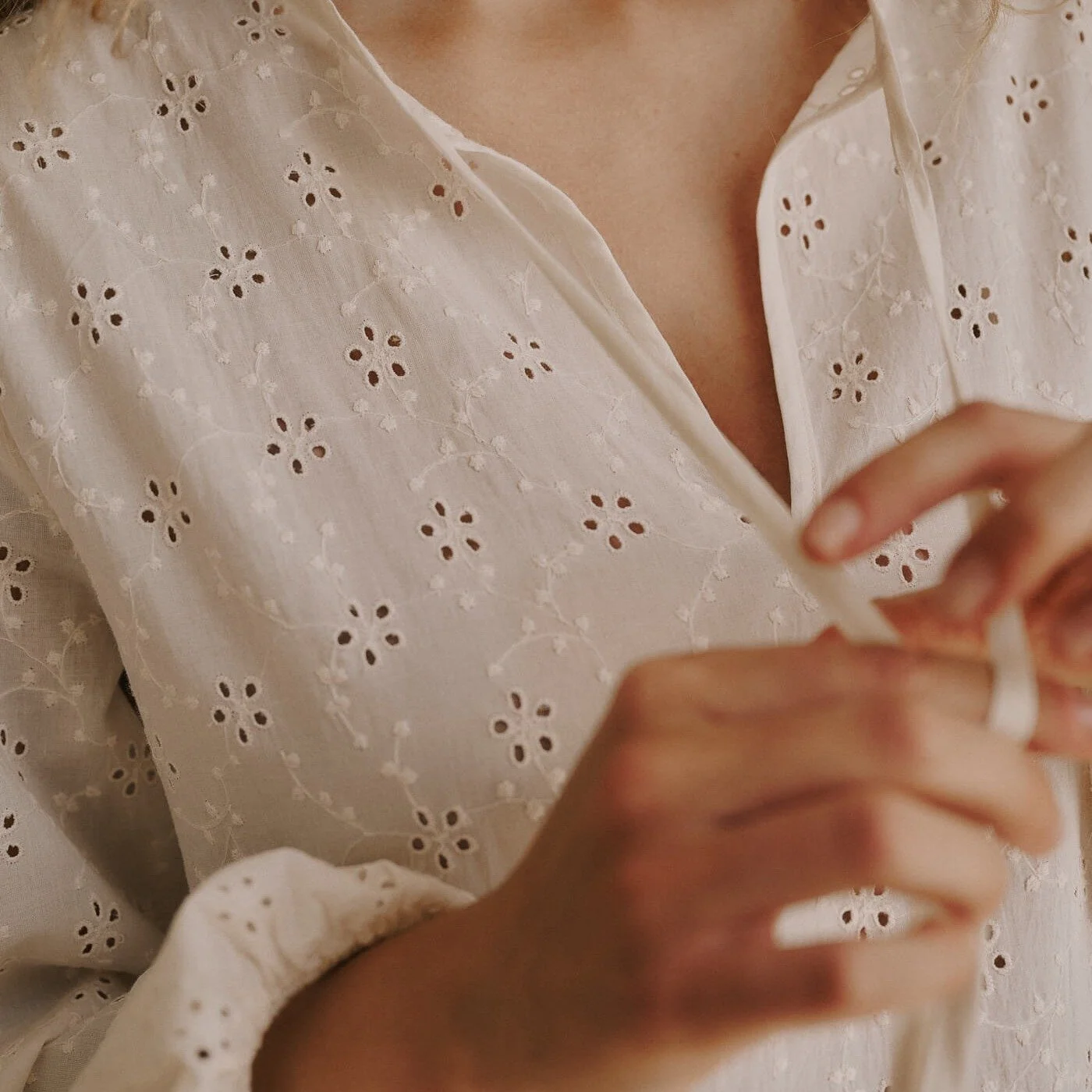 &ldquo;The Melody blouse by Anne-mi -designed in broderie anglaise with a V-neckline, soft cotton lining, and elegant bell sleeves. Available in white sand and black.&rdquo;

#whitesand #neutrals #softtones #sustainable #elegantstyle #timelessdesign 
