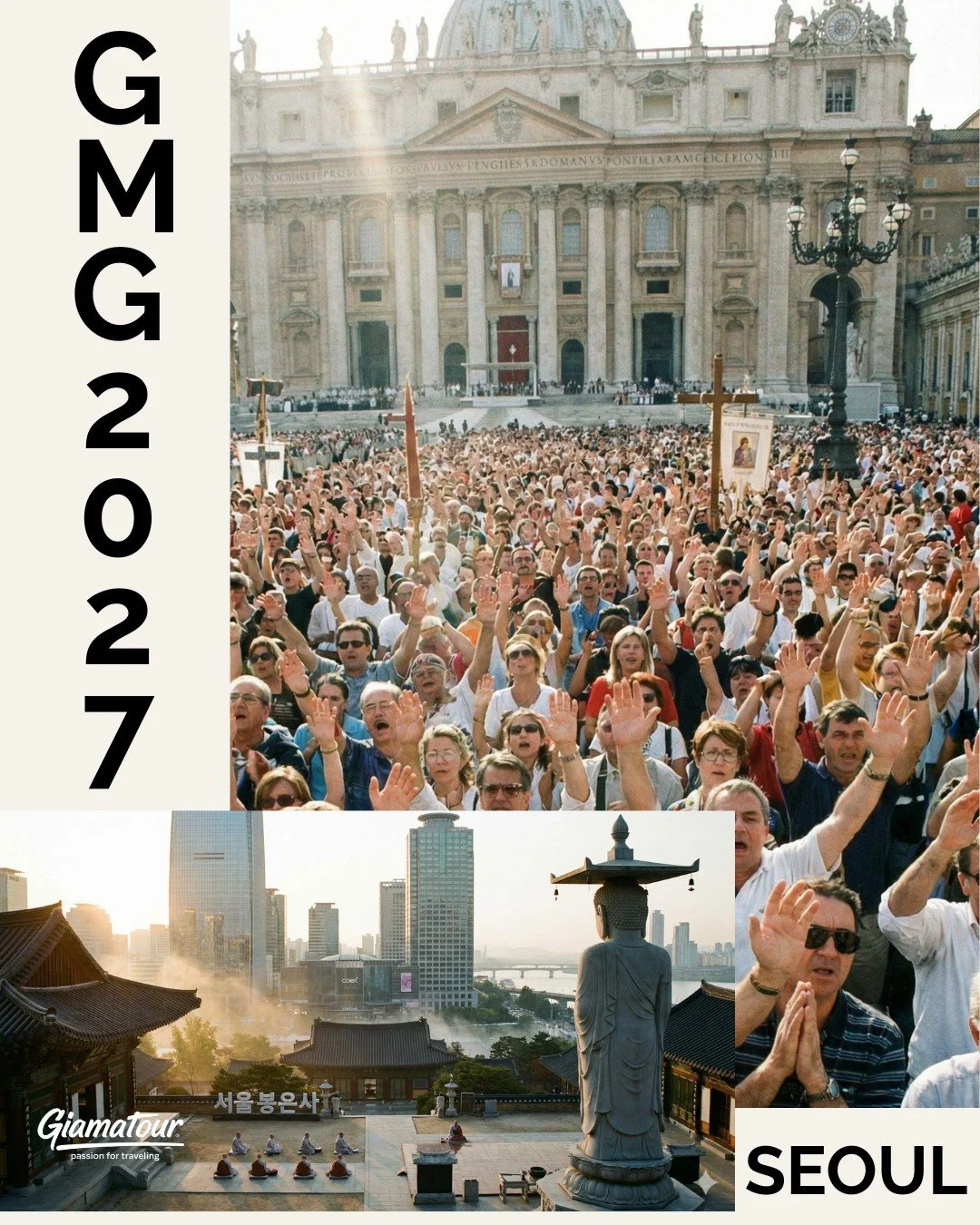 La Giornata Mondiale della Giovent&ugrave; 2027 ti aspetta! 

Preparati al pellegrinaggio di Seoul dal 3 all' 8 agosto 2027 affidandoti a Giamatour: a partire dal 2002 organizziamo il viaggio per le GMG a migliaia di pellegrini, garantendo loro la tr