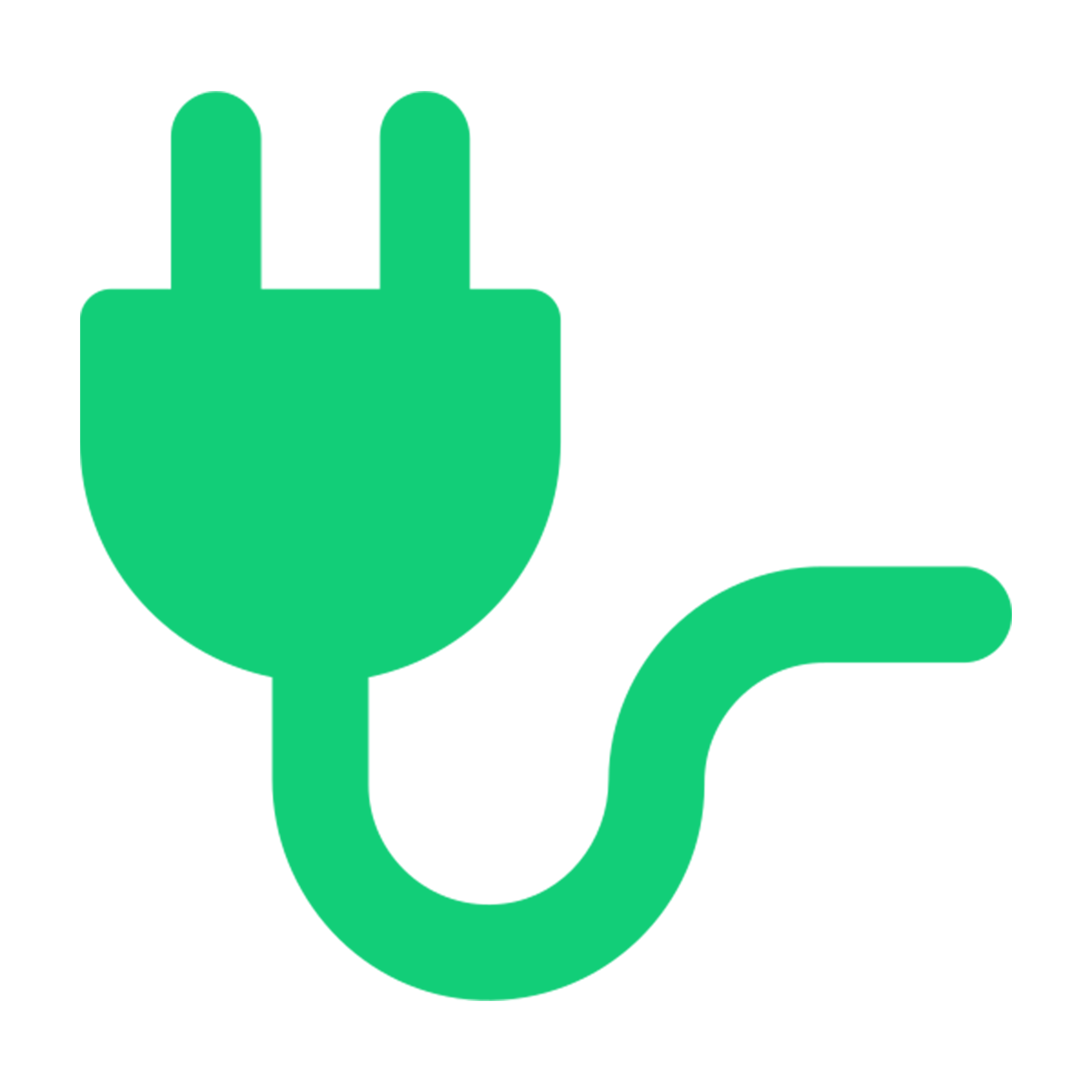 Green electrical plug with a cord attached.