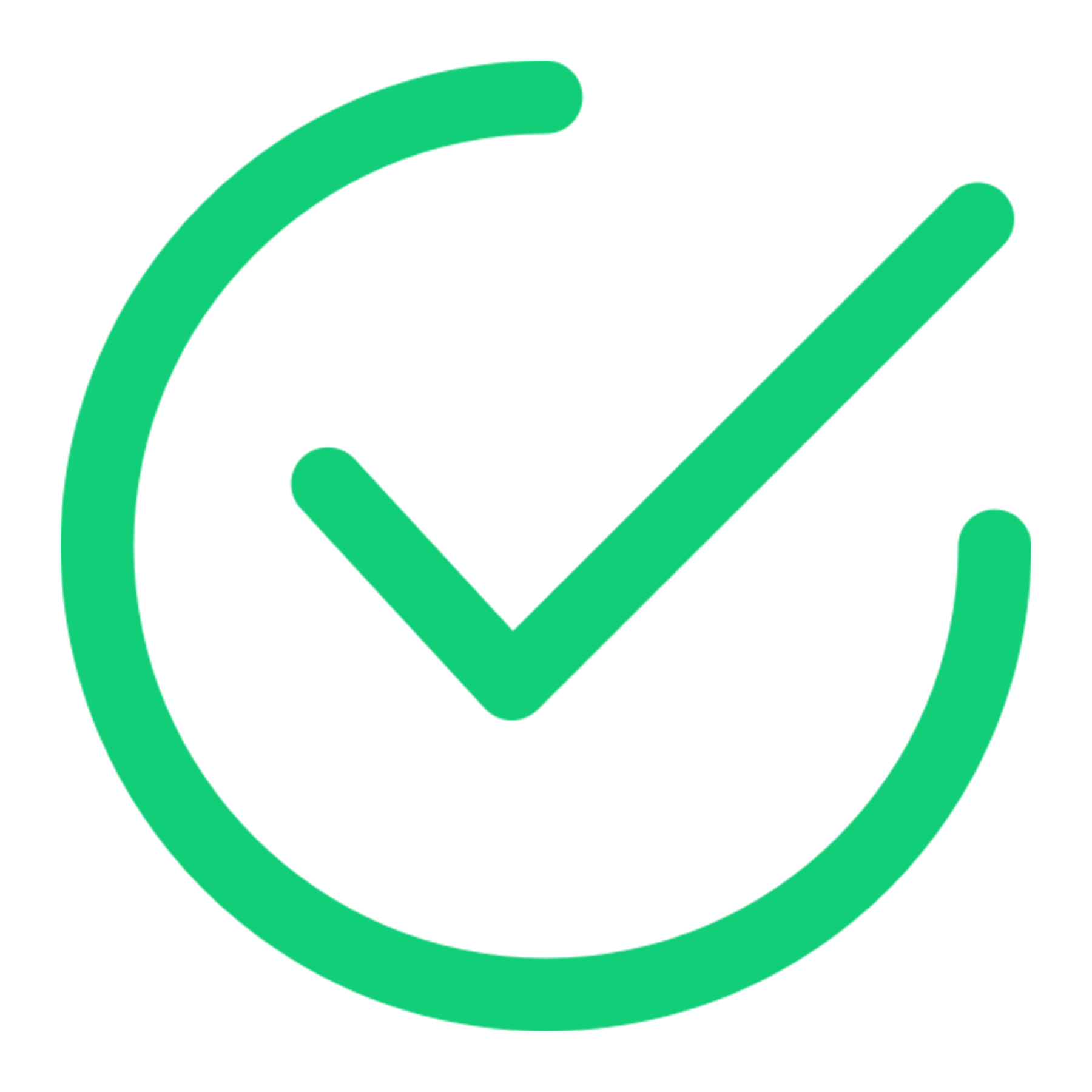 Green check mark surrounded by a circular shape indicating approval or success.