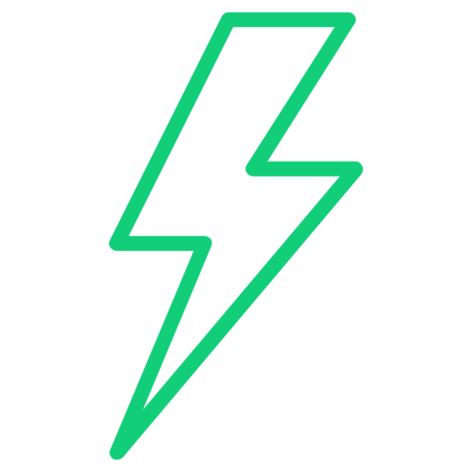 Green outline lightning bolt symbol