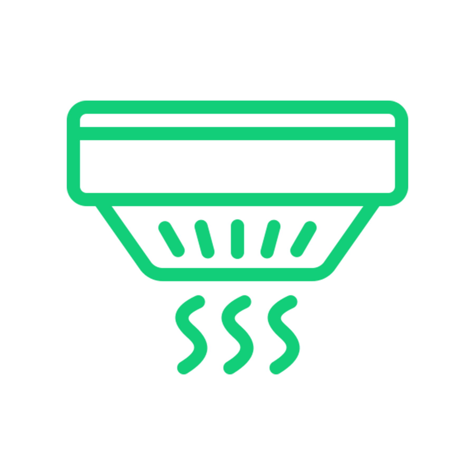 Icon of an air conditioning or cooling unit with three wavy lines representing cold air or airflow.