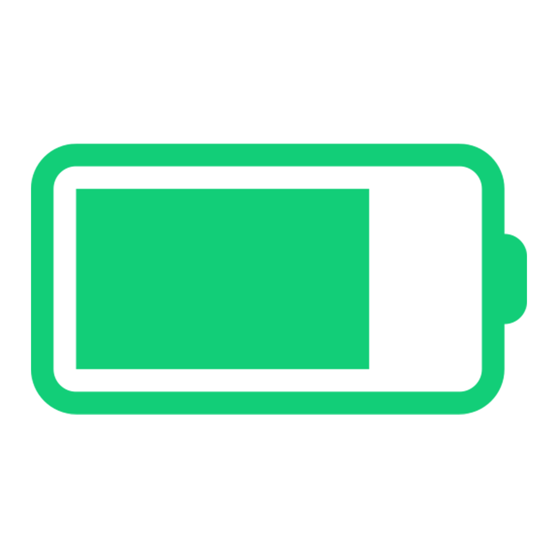 Green battery icon with a full charge level