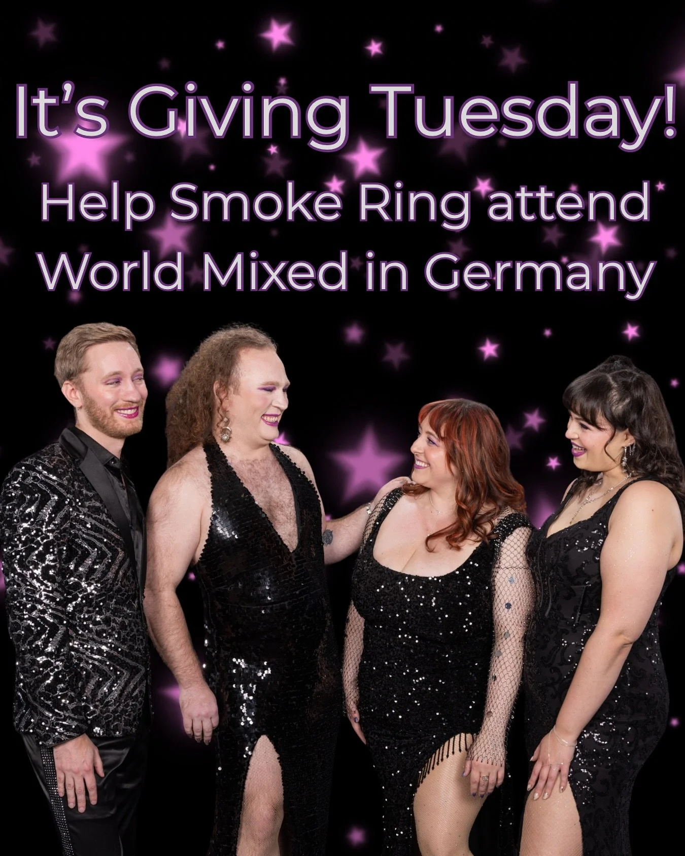 🚨 Giving Tuesday Alert! Help Smoke Ring bring Barbershop Harmony to the World Stage! 🇩🇪

We have the incredible honor of representing the Barbershop Harmony Society at this year&rsquo;s World Mixed Barbershop Contest in Wuppertal, Germany this Spr