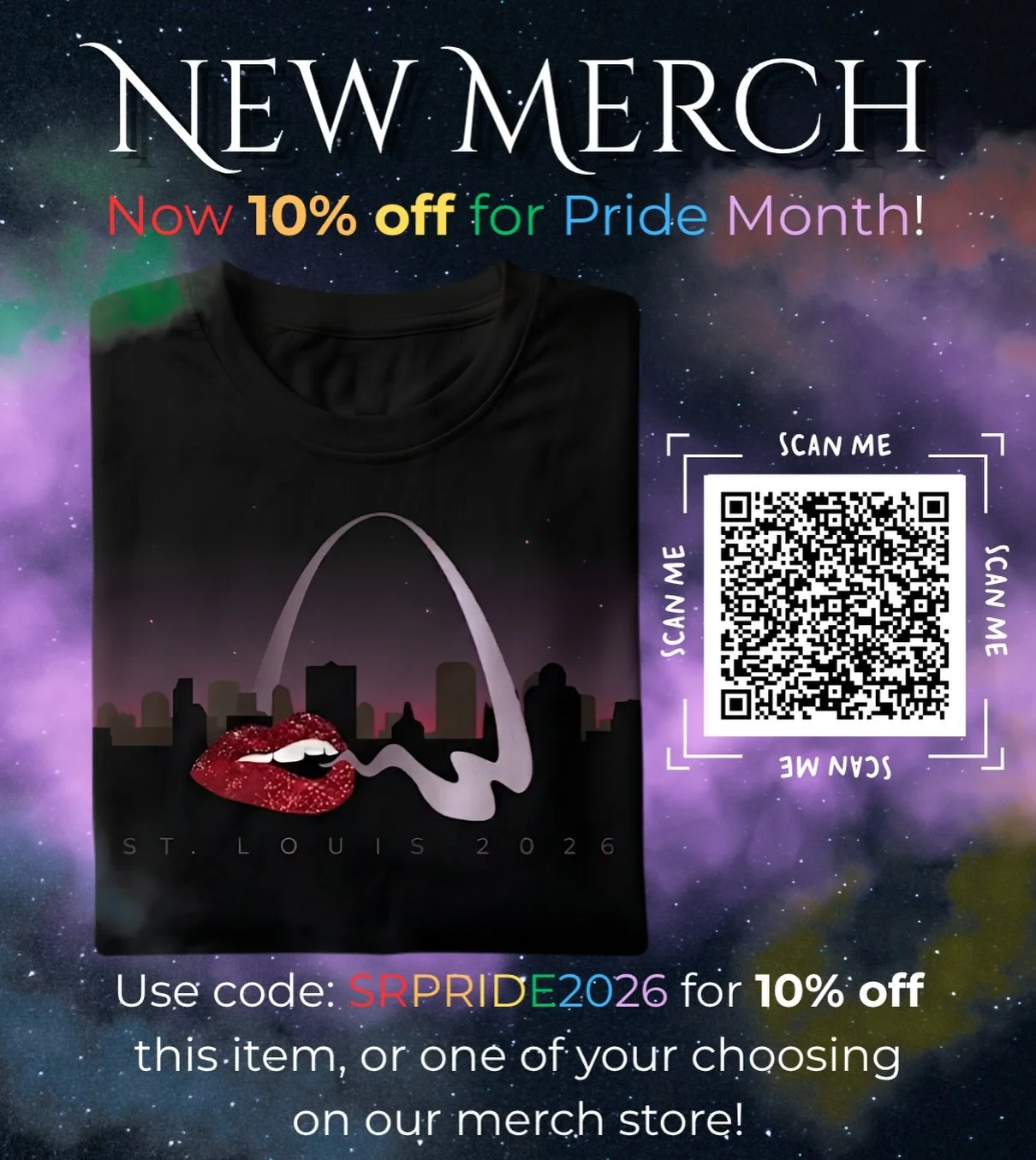 Special Pride Month discount! Take 10% off our beautifully designed t-shirt for the St Louis convention (or any other item in our merch store) with promo code SRPRIDE2026. Order soon to ensure it arrives in time for the convention! International ship