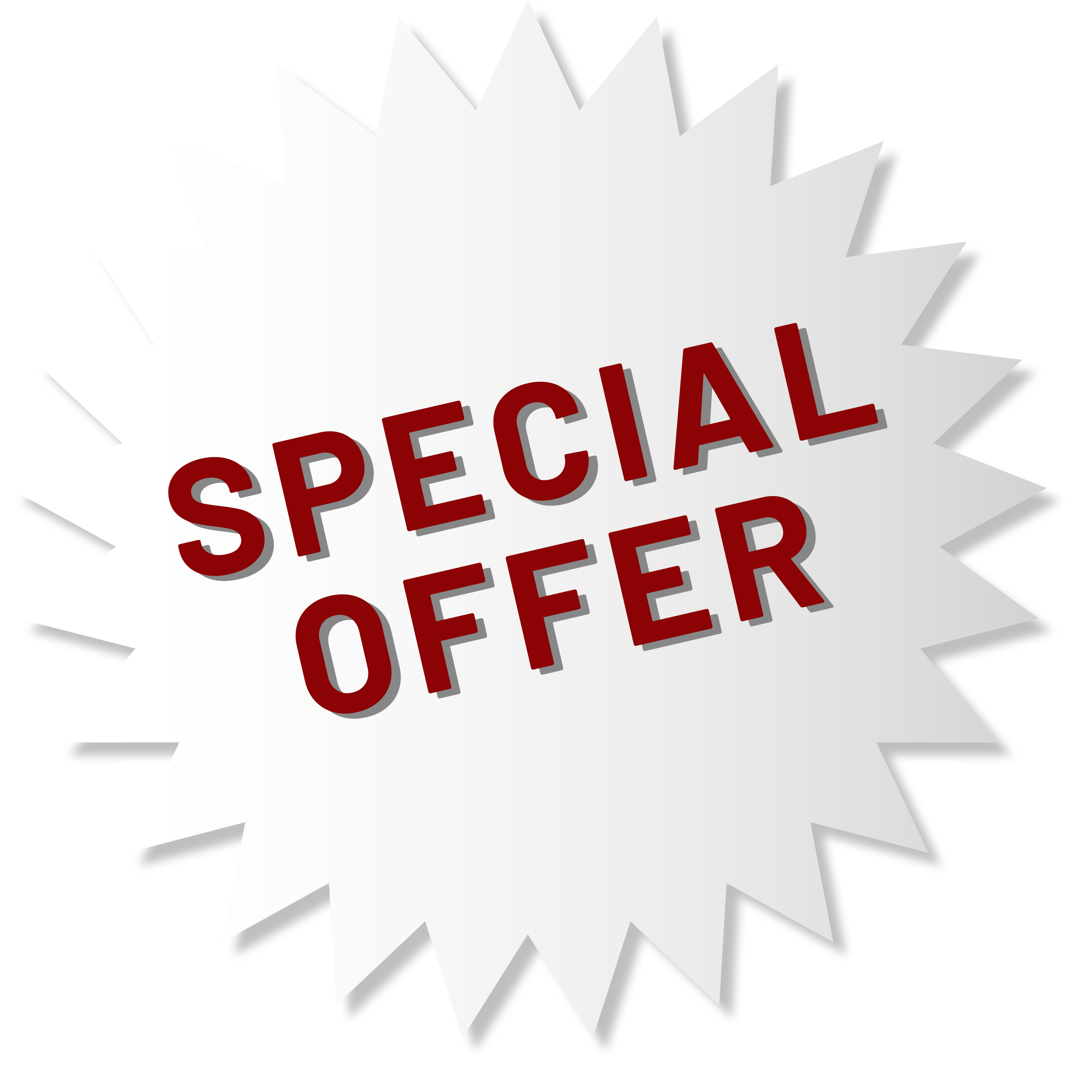 A starburst graphic with the words 'Special Offer' in red text.