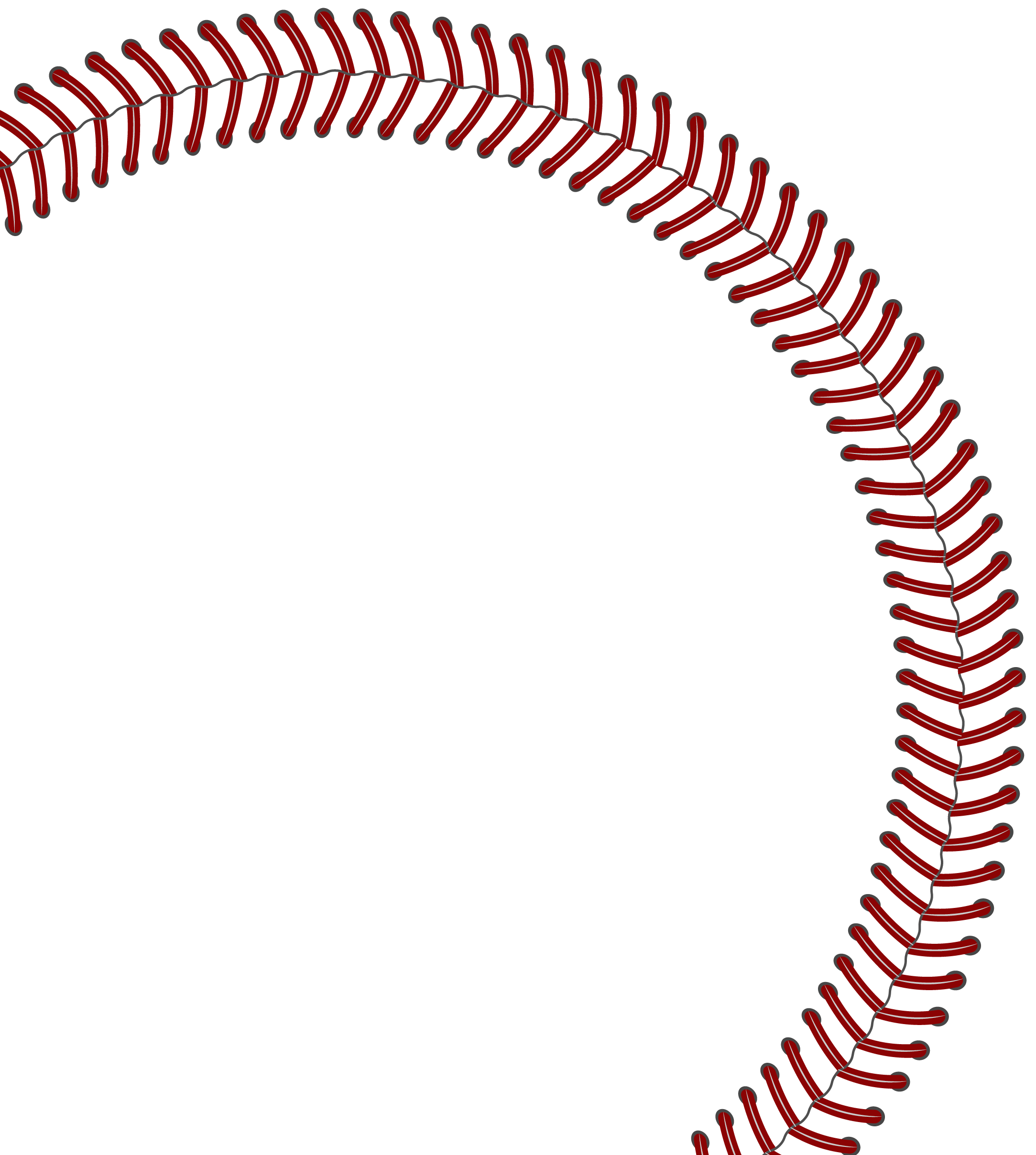 Illustration of a red and gray baseball stitched seam on a black background.