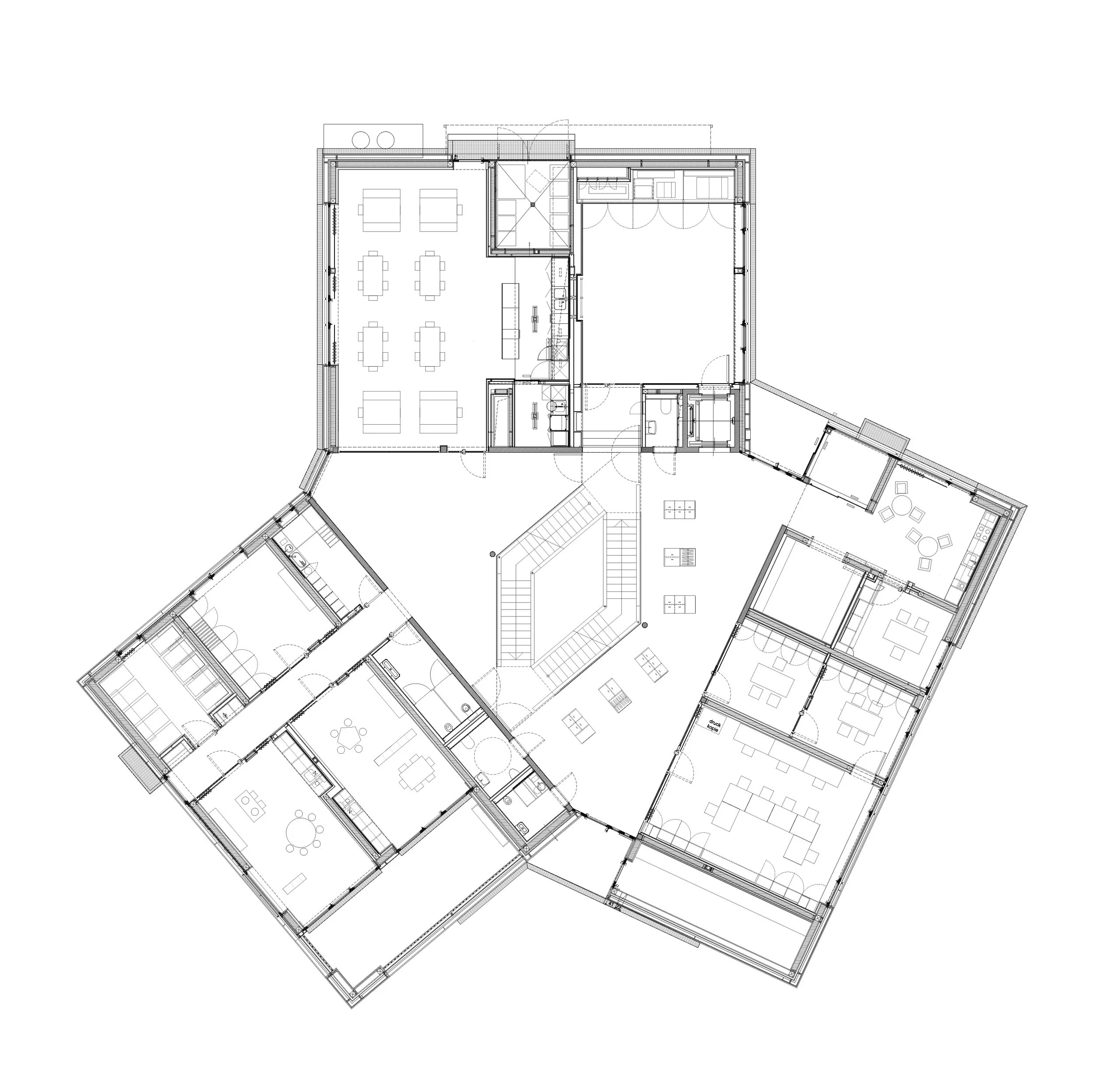 Kinderhaus Rankweil Markt | Grundriss Erdgeschoß

1  Kleinkinder Gruppenbereichsmodul

Speiseraum
Bewegungsraum
Verwaltung und Beratung
Garderobe und Durchgang zum Spielgarten
Hausschuh- und Straßenschuhtreppe