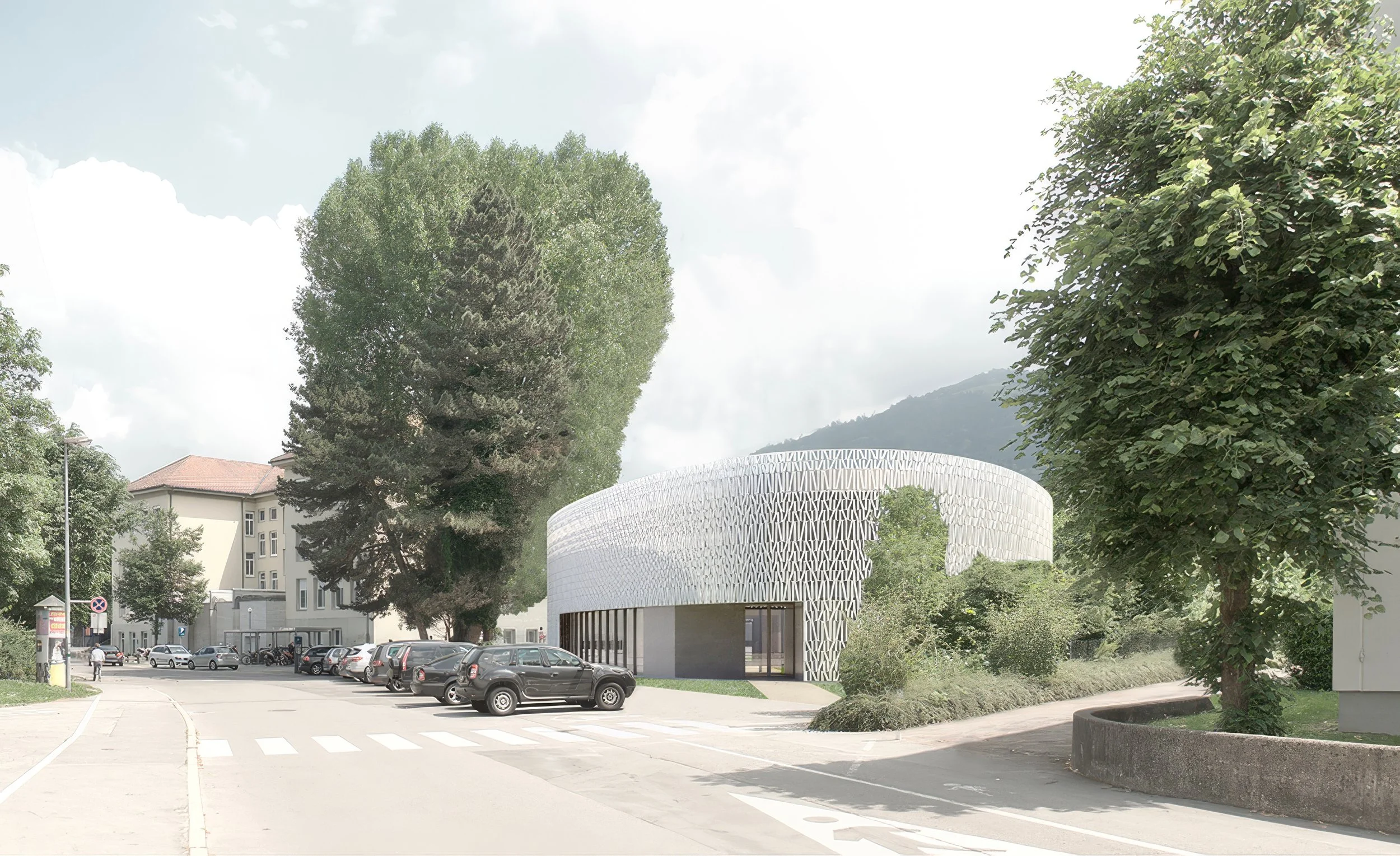 Stadtbibliothek Dornbirn | Entwurf | Eingang Jahngasse