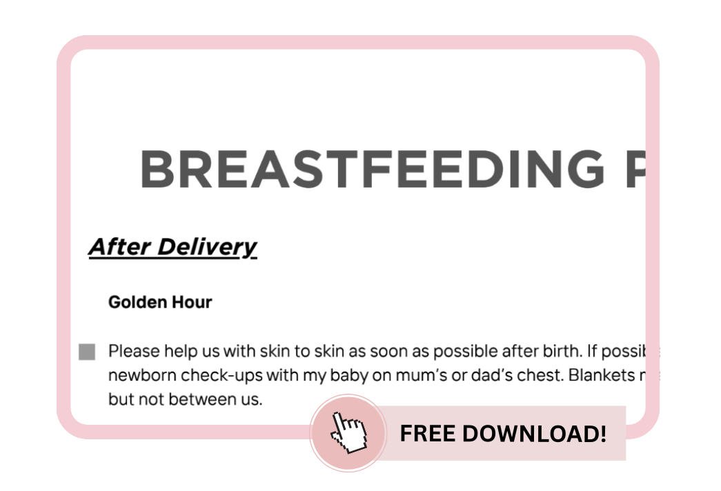 A preview of the free breastfeeding plan download from Manna Milk Lactation for expectant parents.