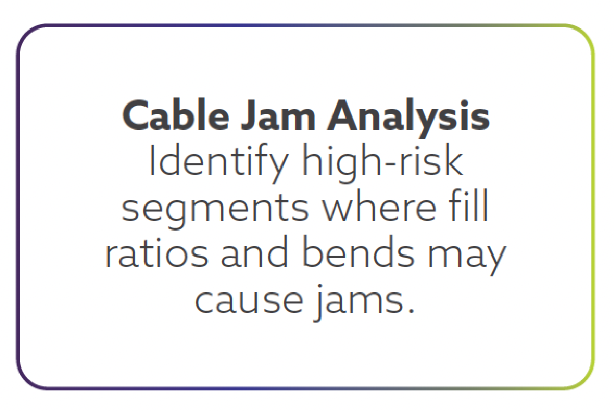 Quote about cable jam analysis, highlighting the importance of identifying high-risk segments to prevent jams.
