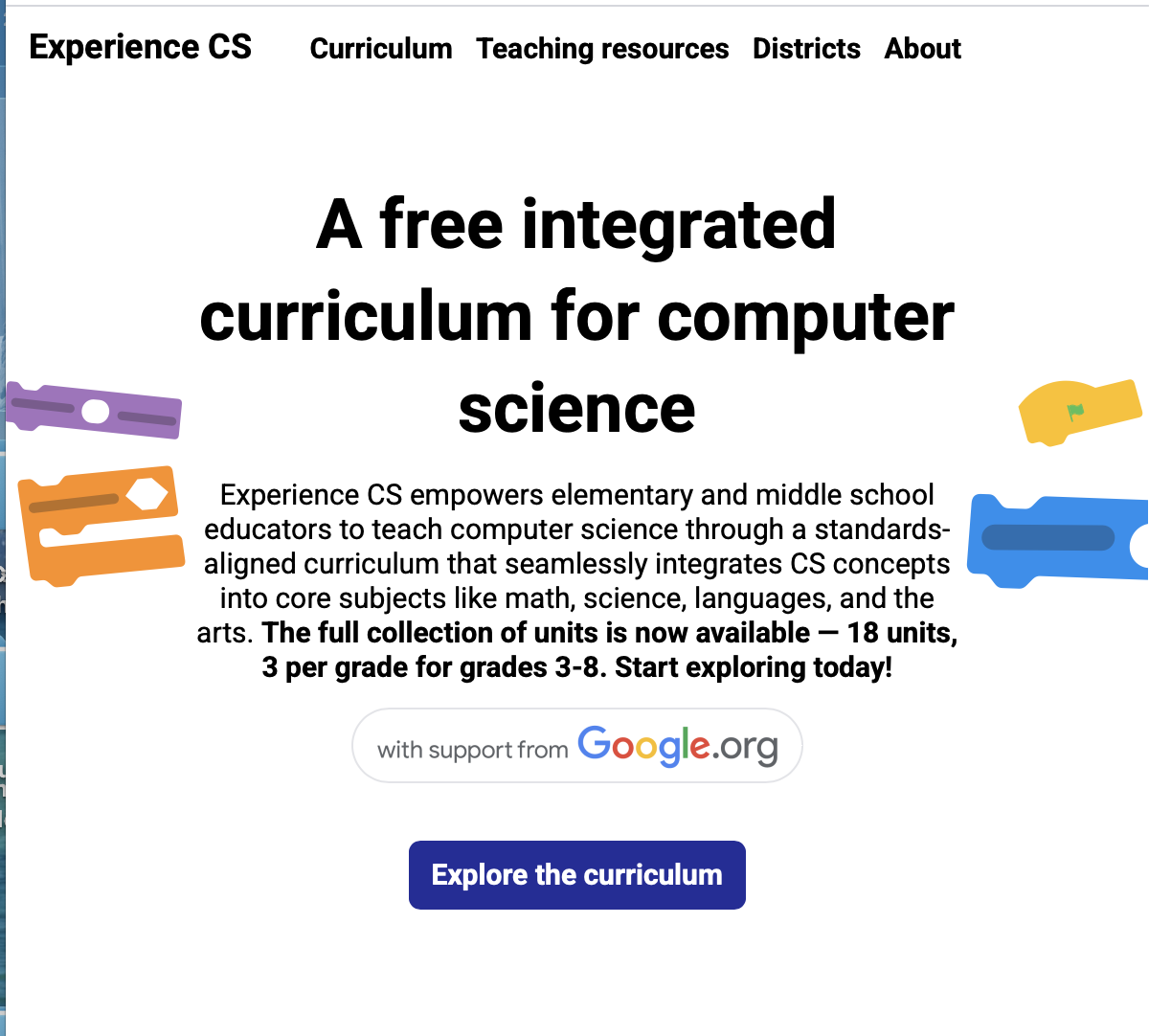 Teacher planning tools for a cross-curricular CS program
