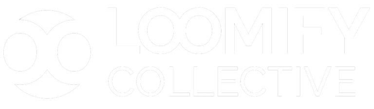 Lomify Collective logo with stylized letter 'L' and abstract design.